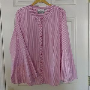 Long sleeve pinstripped blouse with bell sleeves